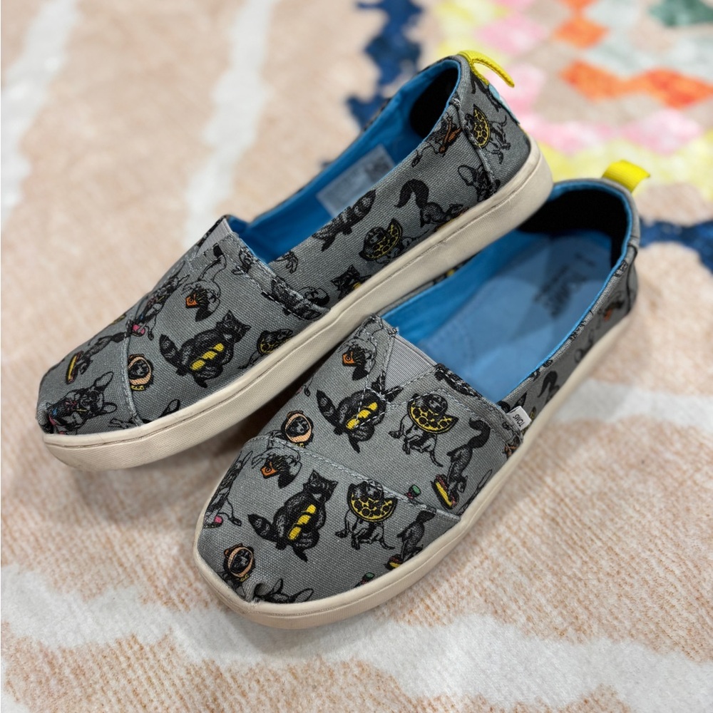 Toms Gray and Blue Sneakers with Whimsical Design
